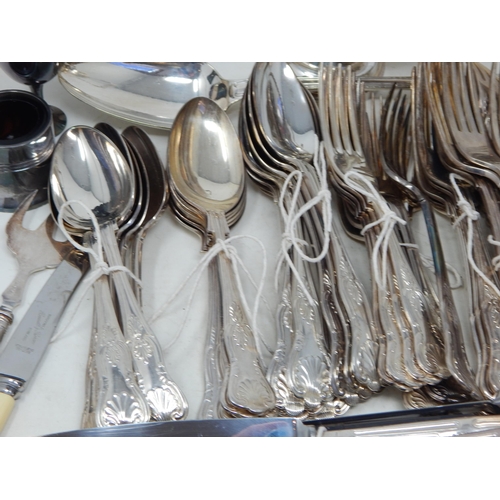 388 - Large Quantity of Good Kings pattern Flatware Including Soup Ladle, Basting Spoon, Sauce Ladles, Tab... 