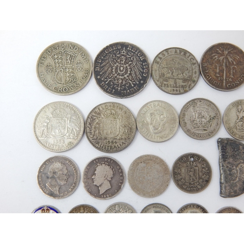 215 - Quantity of English & World Silver Coinage: Weight 137.5g