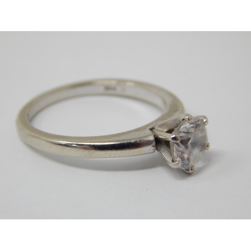 338 - 14ct White Gold Solitaire Ring: Size O