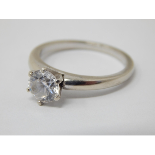 338 - 14ct White Gold Solitaire Ring: Size O