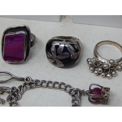 339 - Quantity of Silver Jewellery to Include Two Pandora Rings in Original Cases, Charm Bracelet with Cha... 