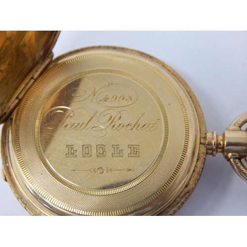 341 - 18ct Yellow Gold Ladies Top Wind Pocket Watch by Paul Rochat: Gross weight 43.2g