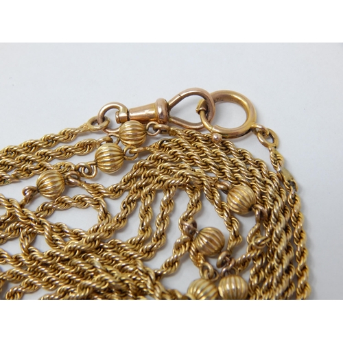 342 - 9ct Yellow Gold Guard Chain: Several repairs & replacement 9ct clasp: Weight 15.3g