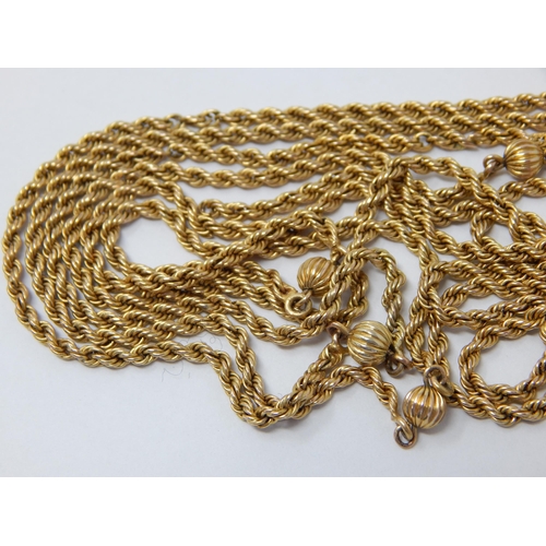 342 - 9ct Yellow Gold Guard Chain: Several repairs & replacement 9ct clasp: Weight 15.3g