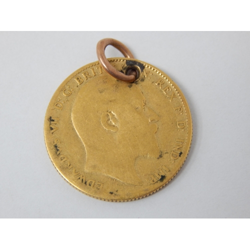 343 - Edwardian Full Gold Sovereign 1903. Holed with Suspension loop: Weight 7.8g