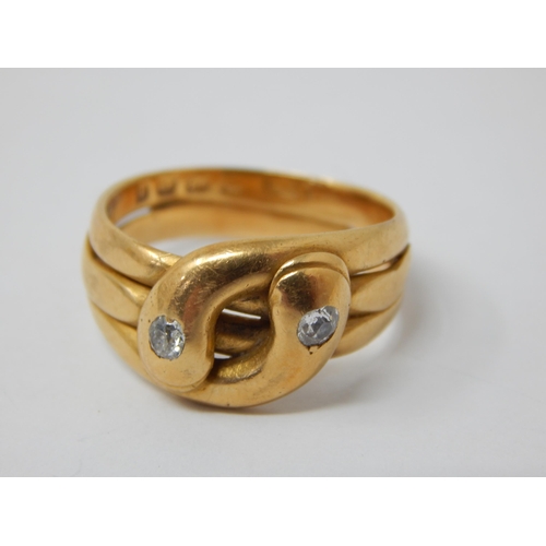 349 - Victorian 18ct Yellow Gold Gentleman's Ring Set with Two Diamonds: Hallmarked Birmingham 1882: Ring ... 