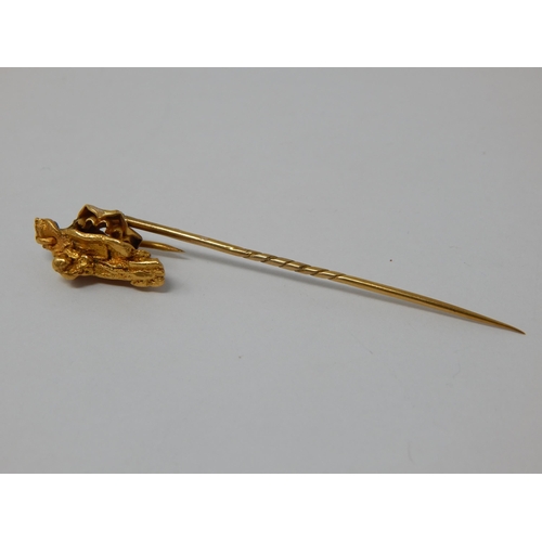 355 - Antique High Carat Gold Nugget Stick Pin: Weight 4.9g