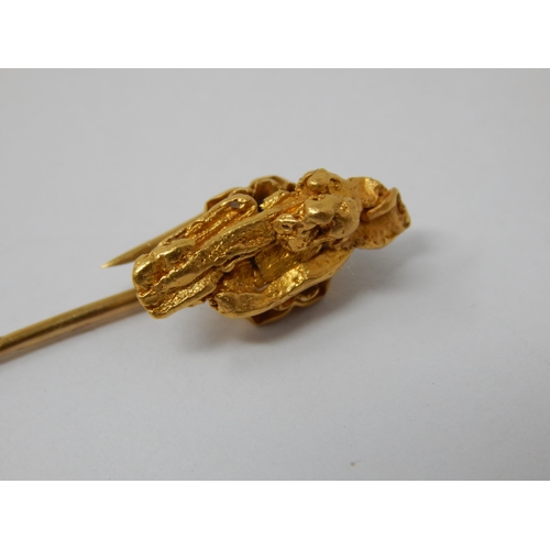 355 - Antique High Carat Gold Nugget Stick Pin: Weight 4.9g