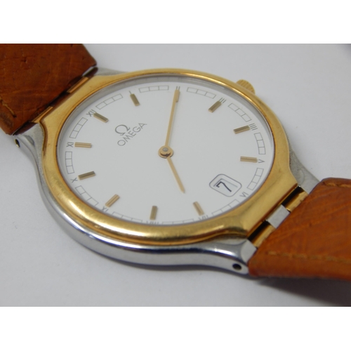 364 - Gentleman's Omega Wristwatch with Date Aperture on Original Tan Leather Strap with Omega Buckle. Wor... 