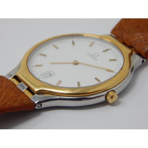 364 - Gentleman's Omega Wristwatch with Date Aperture on Original Tan Leather Strap with Omega Buckle. Wor... 