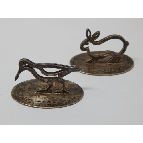 361 - Pair of Silver Menu/Place Holders Formed as a Duck & Rabbit: Hallmarked Birmingham 1913 by C & C Hod... 