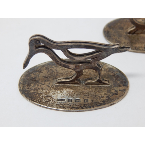 361 - Pair of Silver Menu/Place Holders Formed as a Duck & Rabbit: Hallmarked Birmingham 1913 by C & C Hod... 