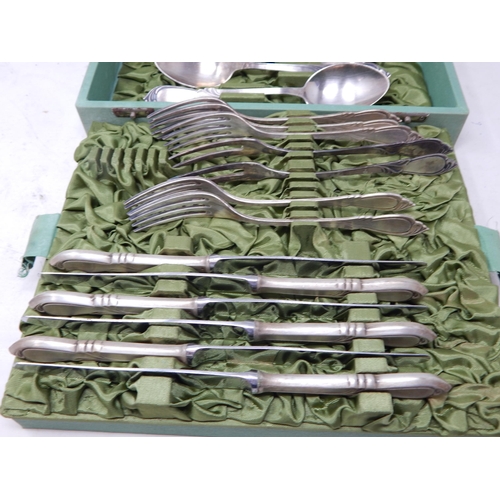 371 - Part Canteen of Polish Silver 800 Standard Flatware: Comprising 6 x Tablespoons, 5 x Dinner forks, 2... 