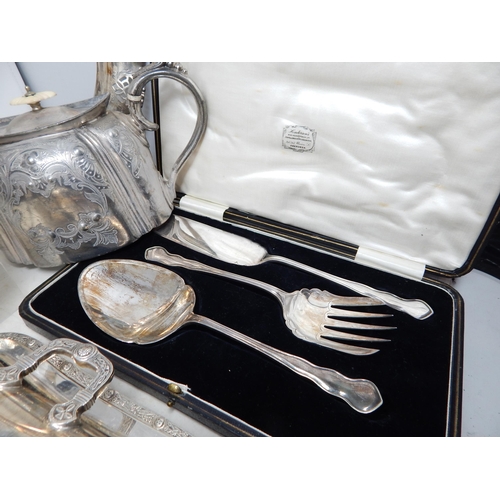 373 - Large Quantity of Silver Plated Wares to Include a Salver, Entree Dish, Toastrack, Rose Bowl, Teapot... 