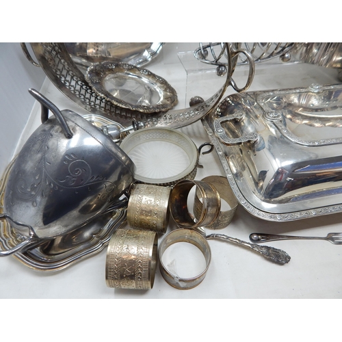 373 - Large Quantity of Silver Plated Wares to Include a Salver, Entree Dish, Toastrack, Rose Bowl, Teapot... 