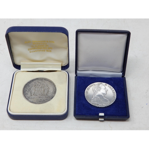 Marie Theresa 1780 Silver Thaler together with a Golfing medal (both Cased)
