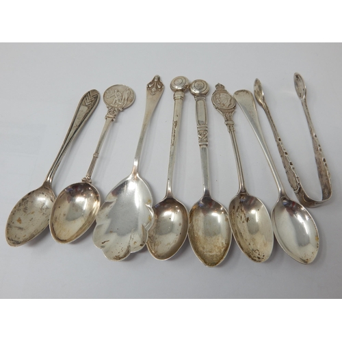 377 - Quantity of Hallmarked Silver Spoons & Sugar Tongs: Various Dates & Makers: Weight 116g