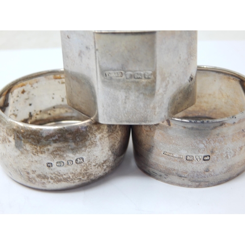 378 - Quantity of Hallmarked Silver to Include Napkin Rings, Silver Bladed fruit Knife, Miniature Silver C... 