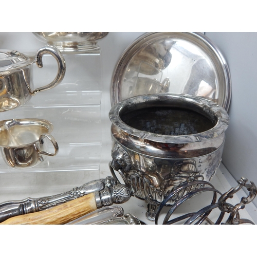 379 - Quantity of Silver Plated Wares & Pewter to Include Teapots, Trays, Cased Flatware, Toastrack, Wine ... 