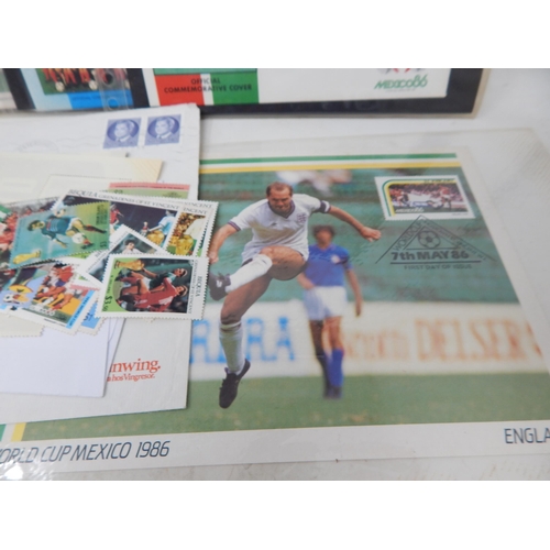 213 - Quantity of Queen Victoria & Later Stamps on sheets together with Mexico 86 World Cup stamps & F.D.C... 