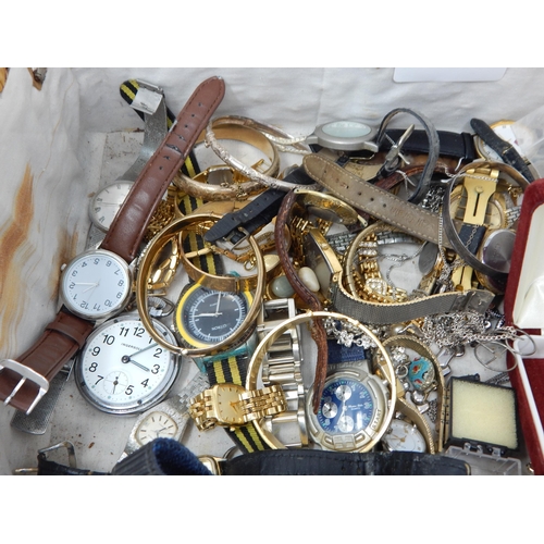 50 - Large collection of pocket watches, wristwatches, costume jewellery, etc