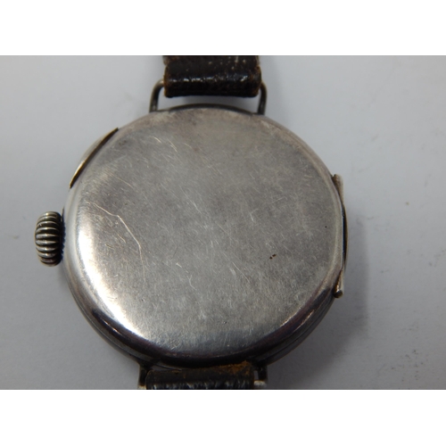 72 - Vintage First World War Officers Silver Trench watch in working order