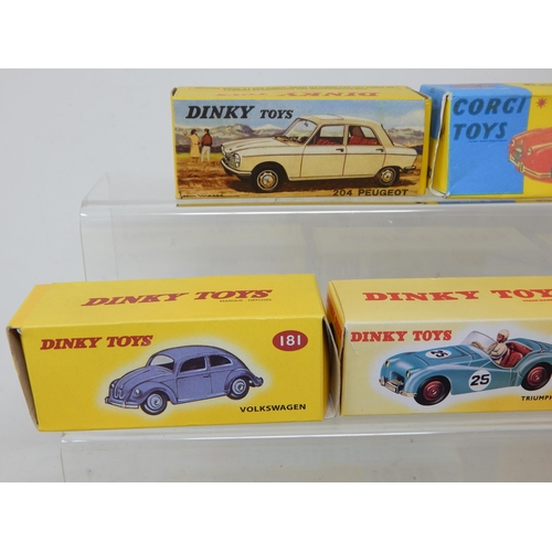 494 - DINKY & CORGI Vehicles in boxes (some replica) together with a 1968 Matchbox collectors catalogue.