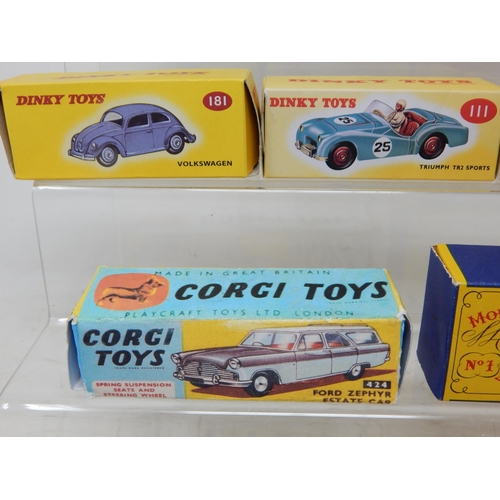 494 - DINKY & CORGI Vehicles in boxes (some replica) together with a 1968 Matchbox collectors catalogue.