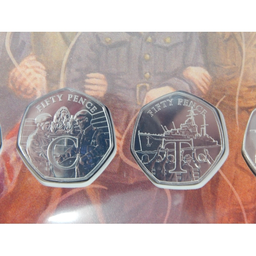 71 - The 75th Anniversary of VE Day Ultimate 50p Coin Cover; Peter Pan & The Darling Children 50p in plas... 