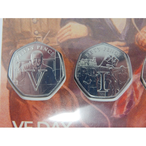 71 - The 75th Anniversary of VE Day Ultimate 50p Coin Cover; Peter Pan & The Darling Children 50p in plas... 