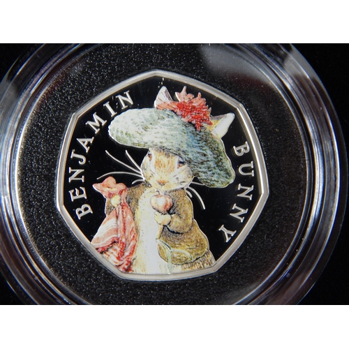 80 - Beatrix Potter Silver Colour Proof 50p coins Squirrel Nutkin 2016; Benjamin Bunny 2017; Peter Rabbit... 