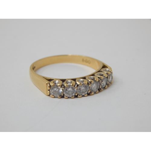 47 - Ladies 18ct Gold 6 stone diamond ring. The Diamonds totalling 1.0ct. Size R: Gross weight 4.1g