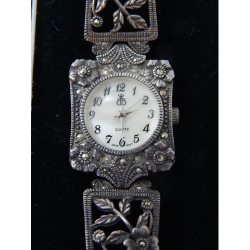 49 - Ladies 18ct Gold wristwatch; Ladies Brooks & Bentley Victorian Silver Flower Watch cased with certif... 