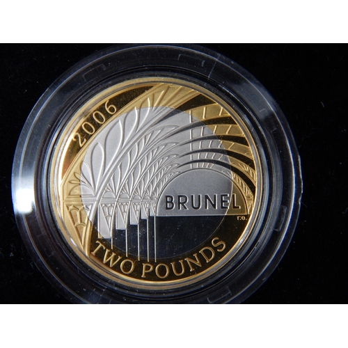 19 - United Kingdom £2 Silver Proof Set 2006 Brunel, practically as struck in fitted Royal Mint case with... 