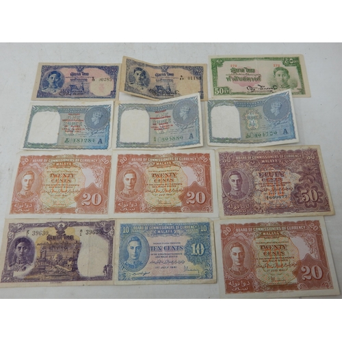 31 - Collection of Malaya Banknotes all George VI and dated 1941 comprising 50 Cent, 20 Cent(3), 10 Cent;... 