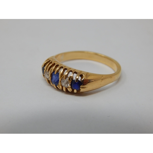 116 - An Antique 18ct Gold Diamond and Sapphire ring. Size M: weight 3.5g