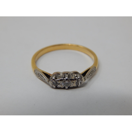 117 - Pair of 18ct vintage diamond rings: Size N: weight 3.8g