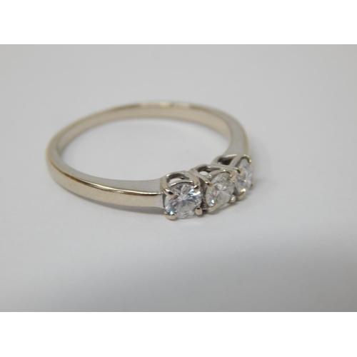 380 - 18ct White Gold Diamond Trilogy Ring Set. The Three Diamonds Measuring 0.48cts: Colour F: Ring Size ... 