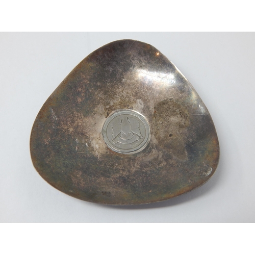 383 - Small Egyptian Silver Dish Inset with a Coin: Weight 29.7g