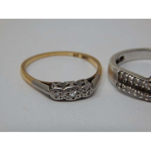 101 - 18ct Gold Diamond Set Ring, Size N together with a White Gold Diamond Set Ring Size N (Some stones v... 