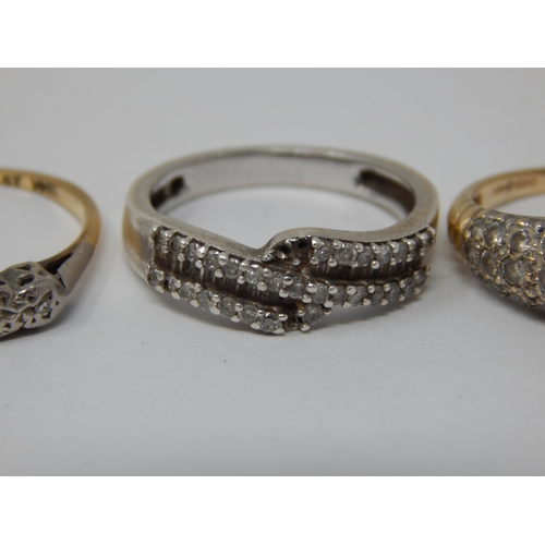 101 - 18ct Gold Diamond Set Ring, Size N together with a White Gold Diamond Set Ring Size N (Some stones v... 