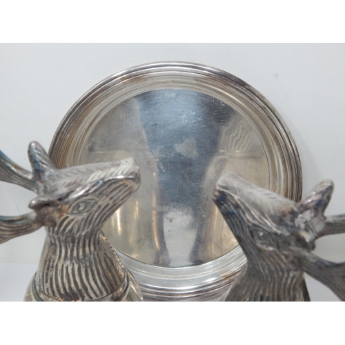 385 - A Quantity of Silver Plated Wares to Include a Pair of Stag Mounted Stirrup Cups, Christofle Tray, S... 