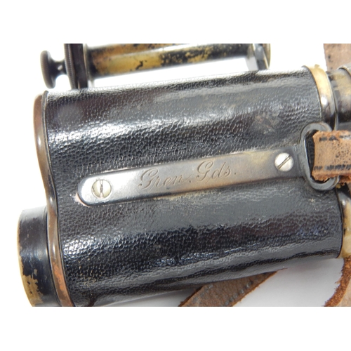 575 - WWI: Pair of Carl Zeiss Jena D.R.P Feldstecher Vergr Brass & Leather Covered Binoculars with Brass P... 