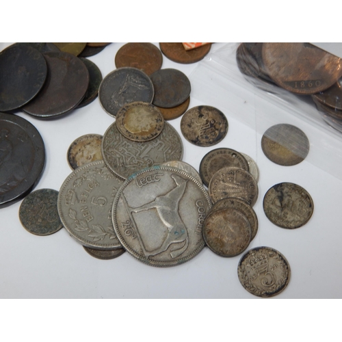 211 - Framed Collection of coins including an 1896 silver dollar together with banknotes, crowns, pre-deci... 