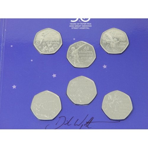 106 - The Peter Pan 2019 50 Pence collection in folder; The Royal Mint Experience I Struck this £2 coin; I... 