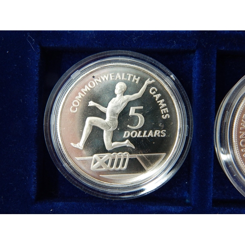 34 - Commonwealth Games Silver Crown Size coins x 5 all encapsulated and about Uncirculated in Collector'... 