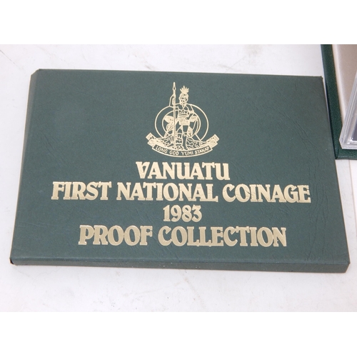 38 - Falkland Island Proof sets 1982, 1987, East Caribbean States Proof Sets 1981(2), Vanuatu Proof Set 1... 