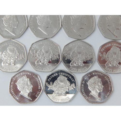 41 - Collection of 15 x Gibraltar 2019 Christmas 50 Pence coins all brilliant, about Uncirculated