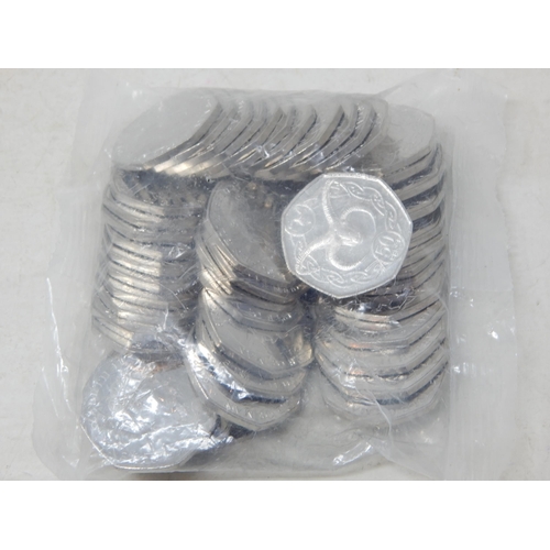 46 - Sealed pack of 50 x Isle of Man 2019 50 Pence coins all Brilliant Uncirculated