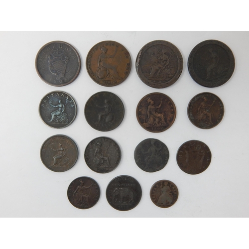 84 - Charles II Copper Farthing 1675; George III Copper Halfpennies 1799, 1806(2); George III 